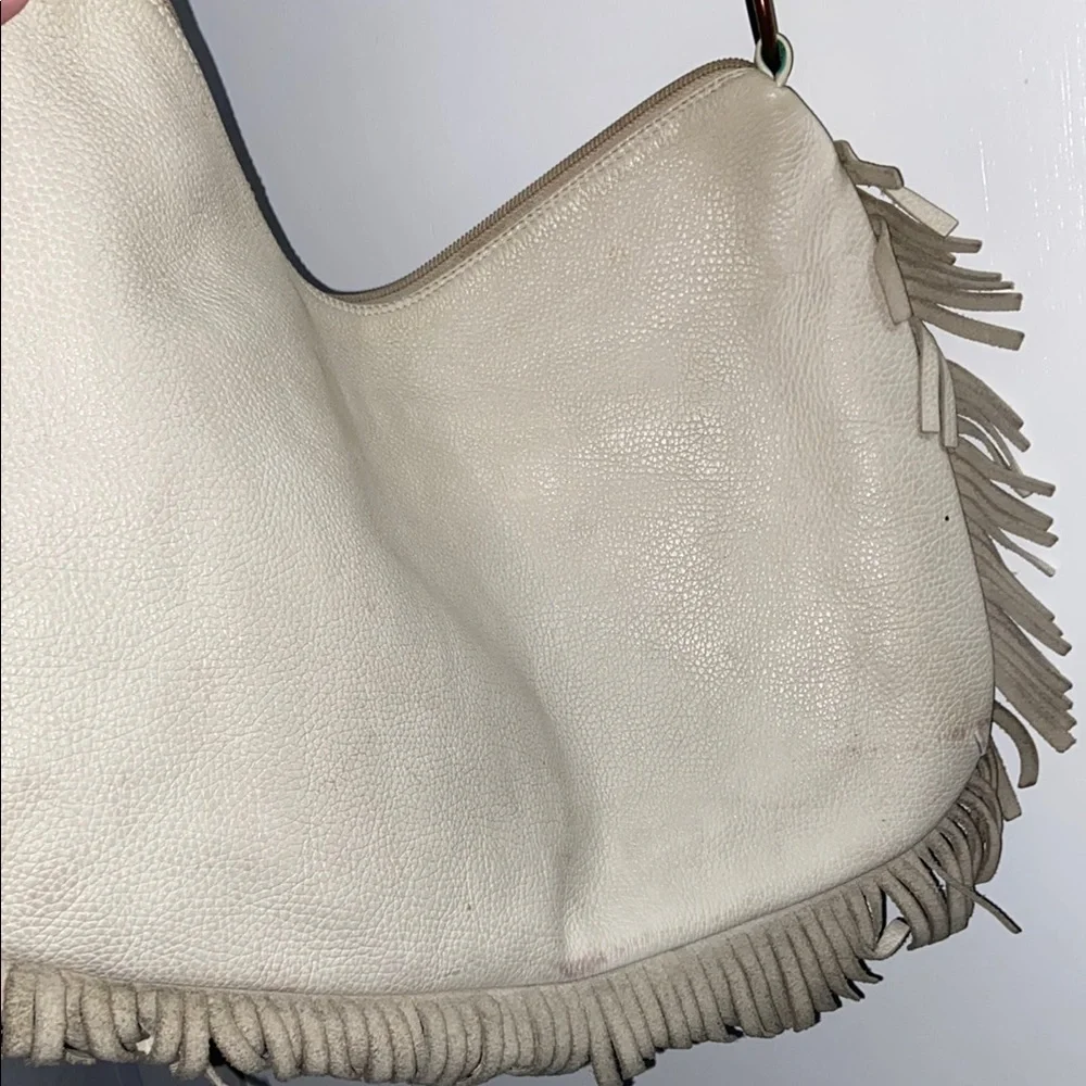 Vintage Berge Leather Fringed Shoulder Bag made in Italy